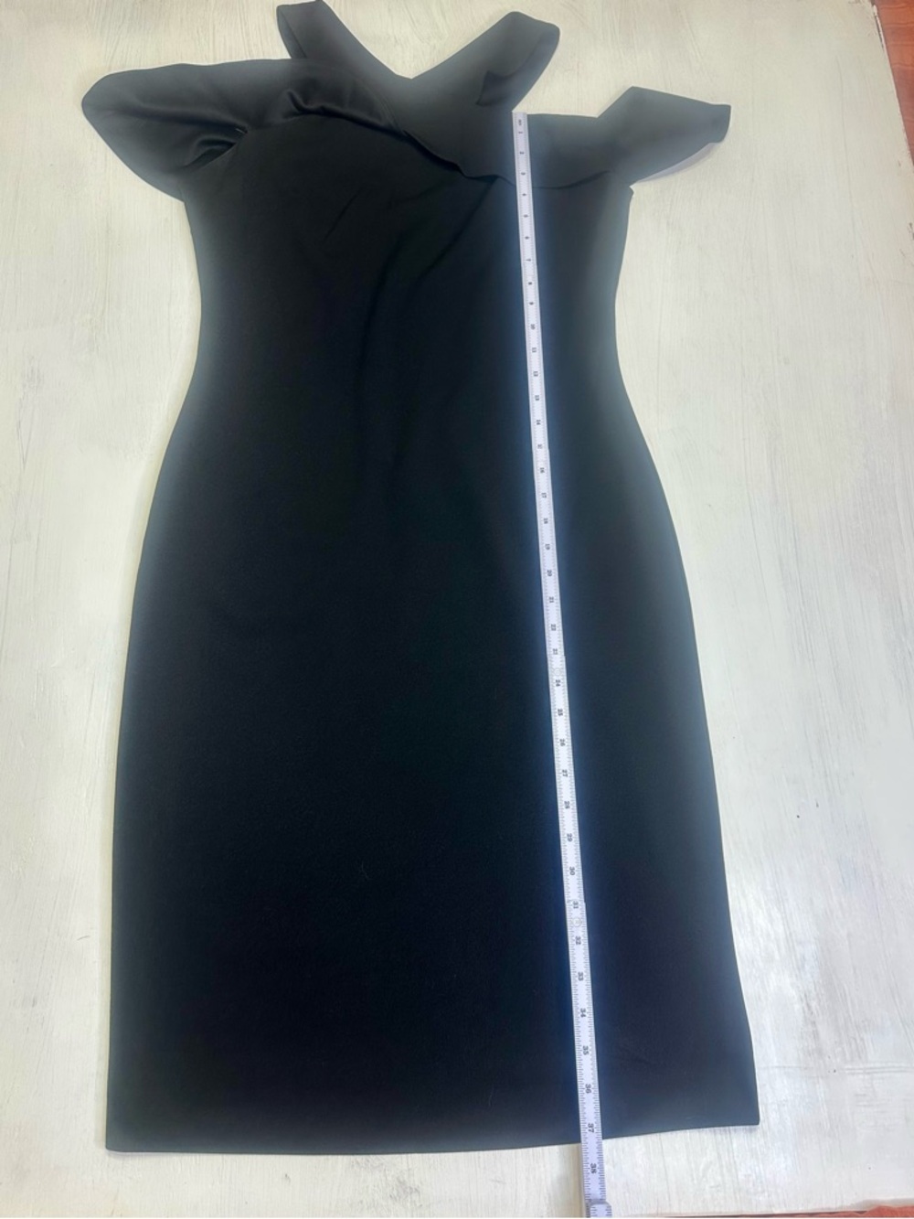 RACHEL Rachel Roy Cold Shoulder Ruffle Halter Black Midi Dress – Size 12 - Picture 6 of 14